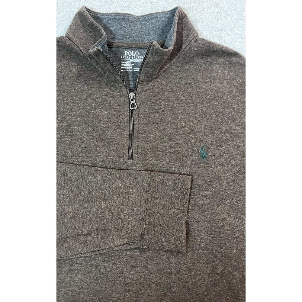 Polo Ralph Lauren Performance Men XXL Quarter Zip Pullover Mock Neck Pony Brown